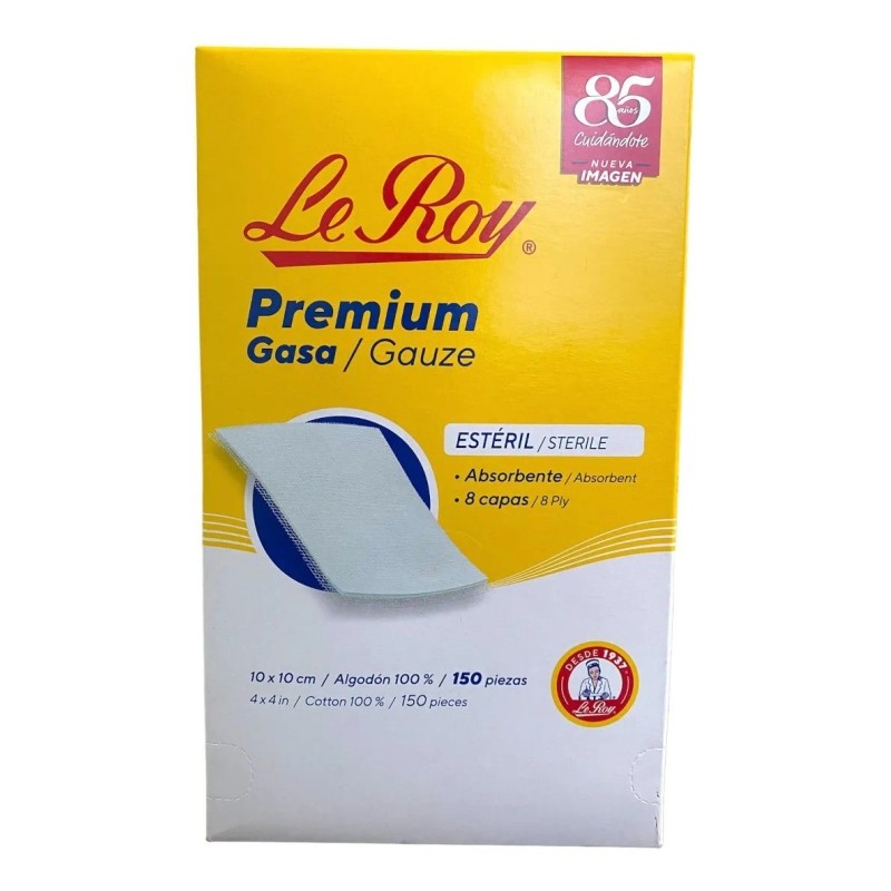 Gasa Estéril Premium 10x10 Cm 150 Piezas Le Roy