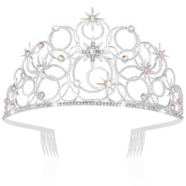 CAVETEE Crown for Women, Bubble Tiara Crystal Princess Headpieces for Women Bridal Wedding Prom Birthday Party Crowns