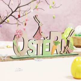 com-four® Decorative Easter Stand-Up Display, Decorative Lettering for Easter, Self-Standing Easter Decoration Made of Wood