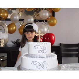 LOVENJOY Decoración para tarta con diamantes de imitación, color dorado (5,5 cm de ancho)