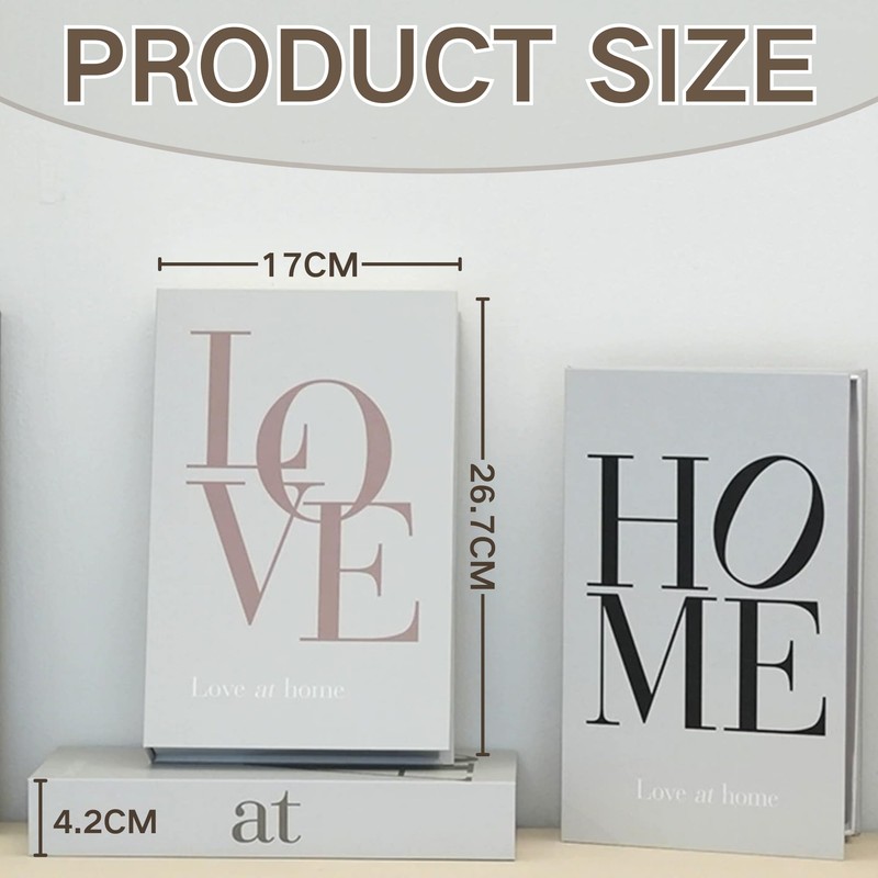 SUQ 3 pieces decorative book box, magnetic opening decorative books,