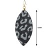 Women's Faux Leather Textured Pattern Elongated Oval Dangle Pierced Earrings,
