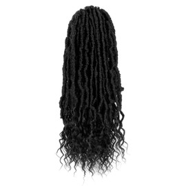 NISEYO NU Soft Locs With Curly Ends 18 Inch 6 Packs, Long Goddess Faux Locs Crochet Hair, 1B(Natural Black)