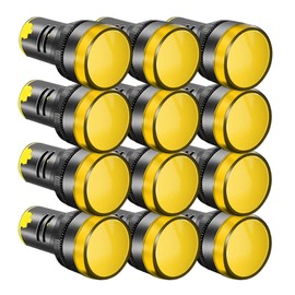 Gebildet Pack of 12 22 mm 220 V-380 VAC/20 mA LED Power Indicator, LED Pilot Signal Light Panel, LED Signal Light (Yellow)