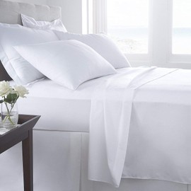 Hachette] KING SIZE WHITE 100% EGYPTIAN COTTON FITTED SHEET IN 200 THREAD COUNT 200TC PLAIN