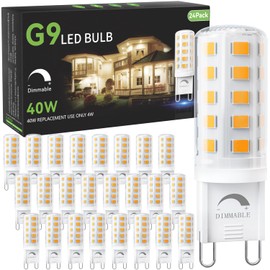 TJOY 24 Pack Dimmable G9 LED Bulb 4W Equivalent 40 Watt, 3000K Soft Warm White, T4 G9 Bi-pin Base Halogen Replacement, G 9 Socket Light Bulb for Chandelier Wall Sconce, 120V No Flicker, 450LM