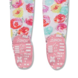 HonestBaby Baby Organic Cotton Snug-Fit Footed Pajamas Toddler Sleepers, Rose Blossom, 18 Months