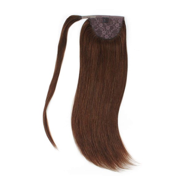 ABH AMAZINGBEAUTY HAIR Remy Human Hair Ponytail for Women, Wrap in Easy to Use, 80 Gram, Chocolate Brown 4 Color, 16 Inch