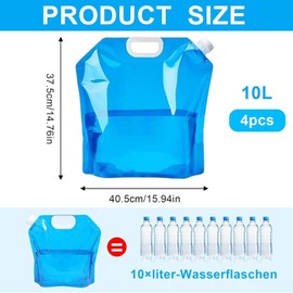 ElevaPulse Pack of 4 Foldable Water Canisters, 10 L, Foldable Water Canister, Water Canister, Camping, Camping Water Canister, Water Container for Outdoor Camping Festival Water Bag