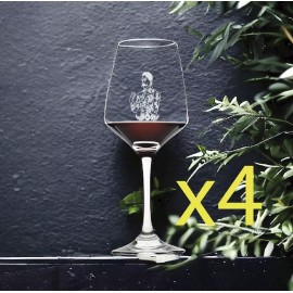 Unmarked Boxer Wine Glasses x4 Premium 12 Oz Personalize Tattoos Vintage Retro NEW