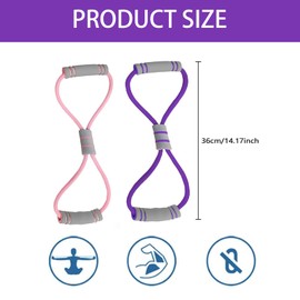 2 PCS 8 Shaped Resistance Bands,Rope 8 Stretch Yoga Fitness Band for Women and Men,Exercise Bands for Arm Back Shoulder Stretch,Shoulder Stretch Strength Training, for Women Men Home Workout.