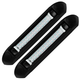 Command Electronics 12V LED Exterior Extruded Porch Light - Surface Mount Utility with IP67 Rating - OEM RV Camper Truck and Trailer - Hardware & Connectors Included | Black Case Blue Light (2 Pack)