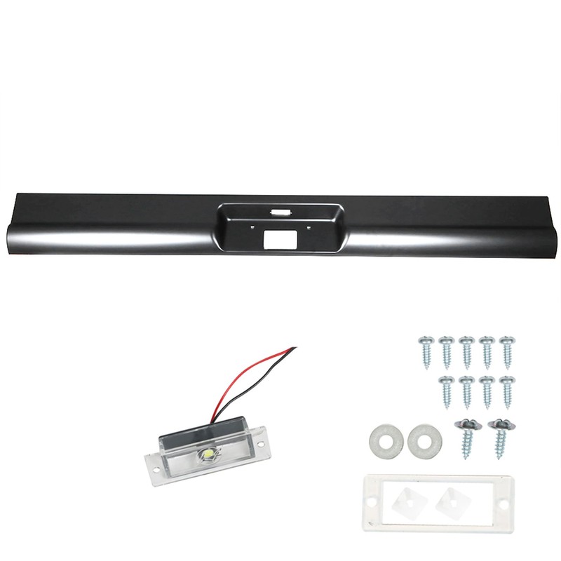 munirater Black Car Rear Bumper Steel Roll Pan with License