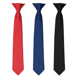 Luckyvestir Boy's Clip on Tie Solid Color Ties for Boys Pre Tied Adjustable Neckties for Kid Formal Graduation School Uniform