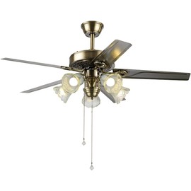 Lighting Groups 52" Reversible Ceiling Fan with 5 Stainless Steel Blades and Remote Control, Indoor Modern Fan Chandeliers, Livingroom Dingroom Ceiling Light Kits with Fans (Bronze)