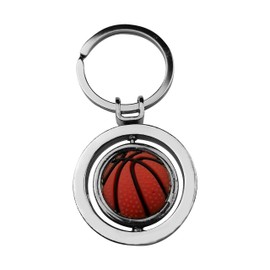 Art Attack I Love Basketball Rotating Keychain, Metal Bball Hoops Sport Charm Party Favor Pendant Car Key Ring Holder (Silver)