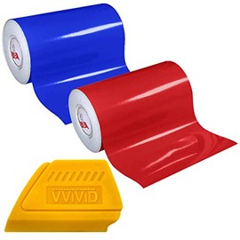 ORACAL 651 Multi-Color Vinyl Starter Kit 12" x 5ft 2-Roll Bundle Including Hard Yellow Detailer Squeegee (Red/Brilliant Blue)
