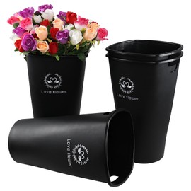 Asking 19.92" Tall Plastic Flower Vase Buckets, 4 Pcs Large Flower Buckets for Cut Flowers, Black