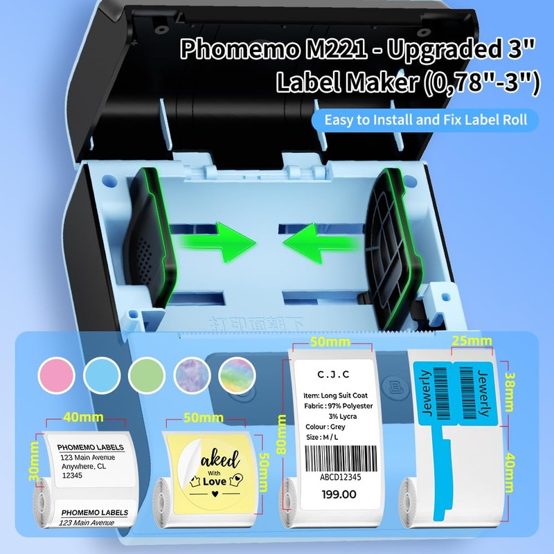 Phomemo M221 Label Printer, Barcode Printer, Bluetooth Labelling Device, Label