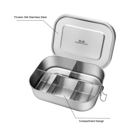 G.a HOMEFAVOR Brotdose Edelstahl Lunchbox 1400ml Auslaufsicher Brotdose Bento Box Fassungsvermögen mit 5 Fächern Für Kinder & Erwachsene.