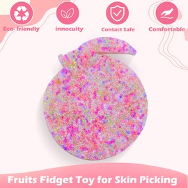 3Pcs Skin Picking Fidget Toys, Fruits Picky Pad, Silicone Sensory Pick Pad for Anxiety Relax, Trichotillomania Toys for Skin Pickers, Pink