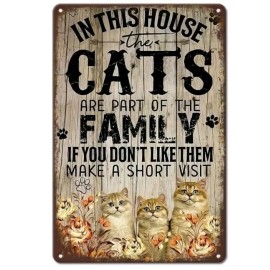 Unbranded "Cat Lovers Metal Sign Wall Art Vintage Humor Family Kittens Floral 8x12in Rusti