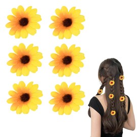 6 PCS Sunflower Hair Barrettes Clips for Women Girls Daisy Alligator Hair Clip for Kids Summer Beach Hair Pins Wedding Party Hair Accessories for Bride
