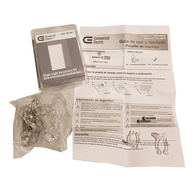 Commercial Electric Rope Light Hanging Accessory Kit with Clips and