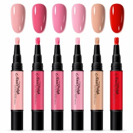 Pink Nude Nail Polish Pens 6 Colors, Quick Dry Water Based Nail Polish Set