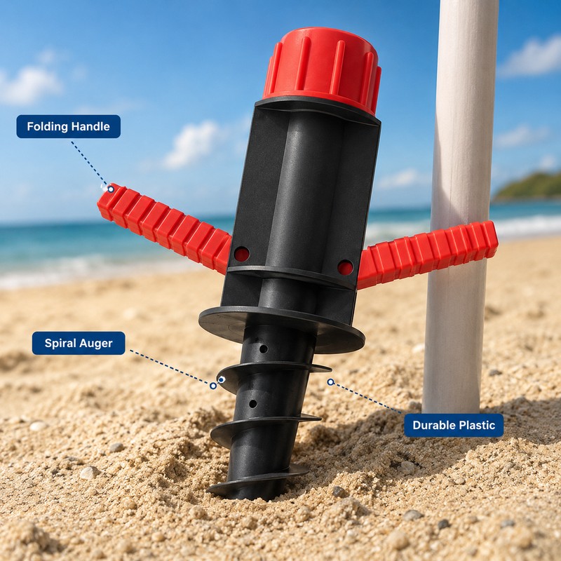 Beach Umbrella Sand Anchor for Outdoor Shade – Heavy-Duty Spiral