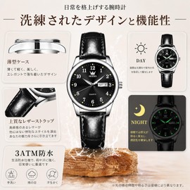 OLEVS Watch Waterproof Women's Fashion Business Popular Analog Quartz Fashion Simple Women's Wristwatch Crystal Arabic/Roman Numeral Dial Date Day Wristwatch Leather Band Easy-to-read Watch Cute Watch