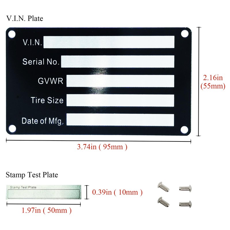 Blank Aluminum ID Plates, Metal Identification Plate, Serial Number Tag,