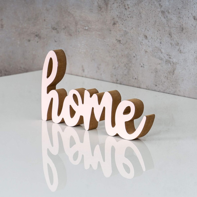 levandeo Lettering Home L20 cm Pastel Pink Wood Table Decoration