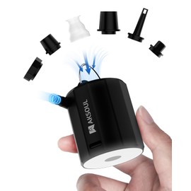 Mini Air Mattress Pump for Inflatables: USB Rechargeable 1600mAh Battery Powered Small Inflator - Portable Cordless Operated Electric Vacuum Tiny Pumps with Camping Light for Pool