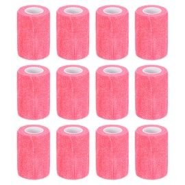 uxcell 12 Rolls Adhesive Elastic Tape Elastic Bandage,3" x 5 Yards Sports Elastic Wrap Flexible Stretch Athletic Wrist Tape for Tennis Racquet Grip Sports Knee Ankle,Pink