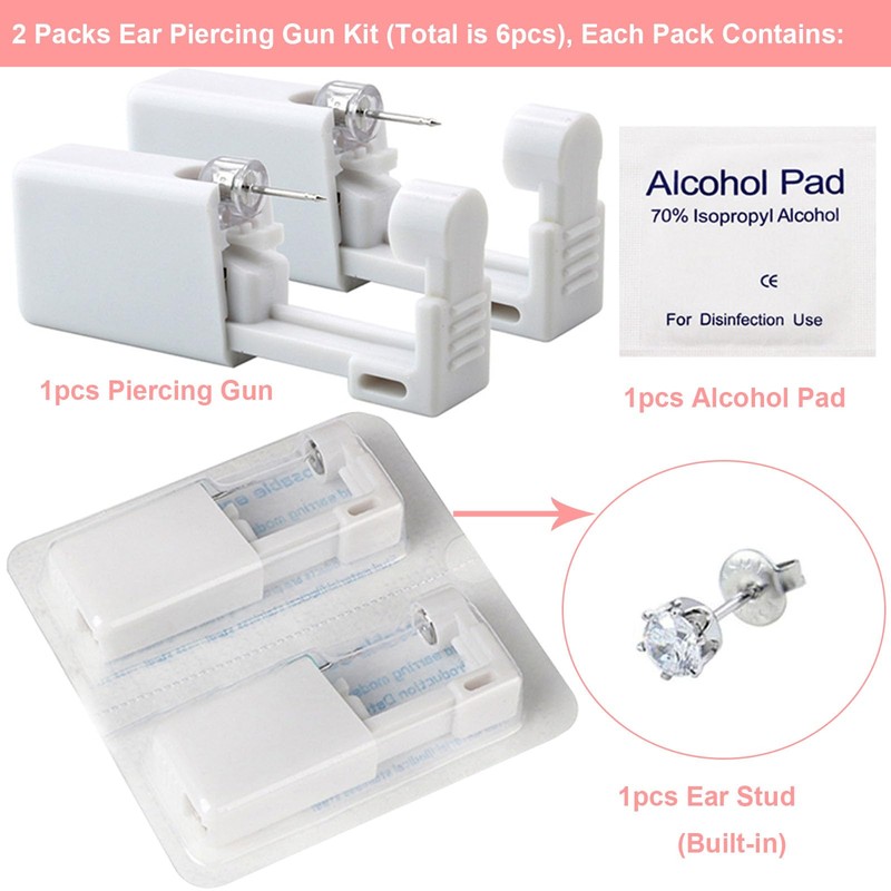 Ear Piercing Gun Kit - Lyuxzad 6Pcs Disposable Ear Piercing