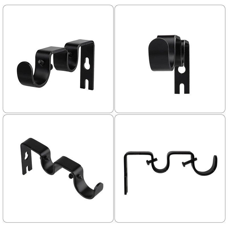6 Pack Double Curtain Rod Brackets, Heavy Duty Adjustable Curtain
