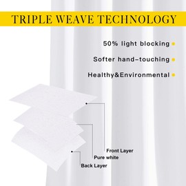 NICETOWN White Short Window Curtains for Windows 50 inch Long - Solid Grommet 50% Light Reducing Thermal Insulated Curtain Panels for Kitchen/Bedroom (White, W34 x L50, 1 Pair)