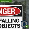 Danger Falling Objects Hard Hat Area With Symbol Sign, 10x7