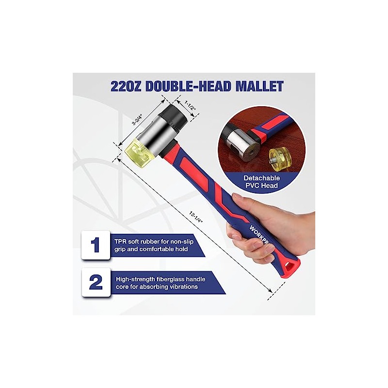 WORKPRO 43PC Laminate Flooring Installation Kit- Rubber Mallet with Fiberglass