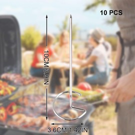 10-Pack Stainless Steel Skewers, Reusable Standing Kebab for BBQ, Oven, Air Fryer and Camping, Metal Skewers with Food-Grade Quality, Suitable for Chicken, Vegetable & More (Silver)
