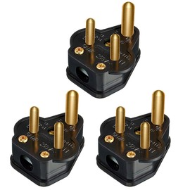 5 Amp Round Pin Plugs, 3 Pack 5A 3 Pin Plug Adaptor Household Lamp Plug Lighting Plugs for Home Lights, Lamp(Black)
