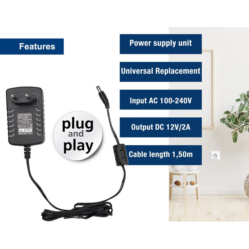 EDISION Power Supply 12 V/2 A 2-Pin EU, Original, Universal,