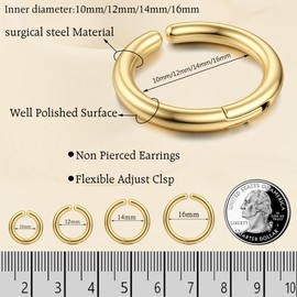 YADOCA 8 Pieces Clip On Earrings For Men Women Non-Piercing Fake Earrings Stainless Steel Clip On Hoop Earring Cool Earrings Ear Clips Set for Gifts