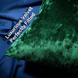 SINYASAN Set of 2 Forest Green Decorative Velvet Throw Pillow Covers 20x20 Inches, Soft Neutral Accent Pillow Cases with Vintage Textured Farmhouse Couch Cushion Covers for Luxurious Home Decor