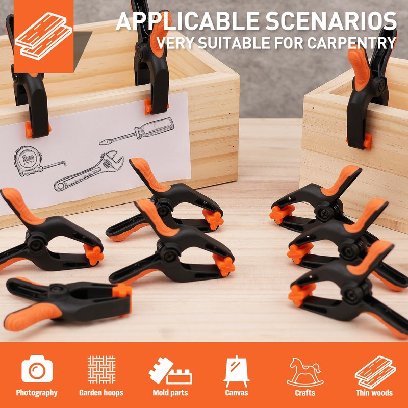 HORUSDY 16-Pack Spring Clamps Heavy Duty, 3-inch Mini Clamps for