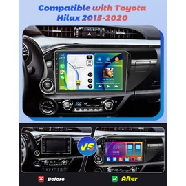 2+64G Hikity for Toyota Hilux 2015-2020 Android Car Stereo, 10.1 Inch Touchscreen Radio with Wireless Carplay Android Auto, WiFi GPS Navigation Bluetooth DSP FM RDS EQ + Backup Camera