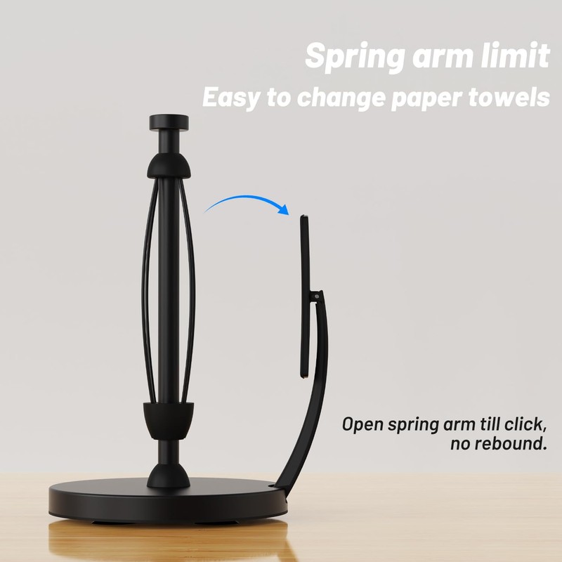 VEHHE Paper Towel Holder Countertop, Black Paper Towel Holder with