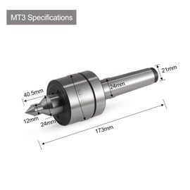 Hozly Morse Taper Medium Duty MT3 Live Center,High Accuracy 60 Degree Triple Bearing Lathe CNC Tool for Lathe Tailstock Machine (MT3)