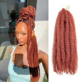18-inch Ginger Marley Twist Braiding Hair – Soft, Fluffy & Versatile Synthetic Extensions,#350 Cuban Twist Hair for Natural-Looking Styles